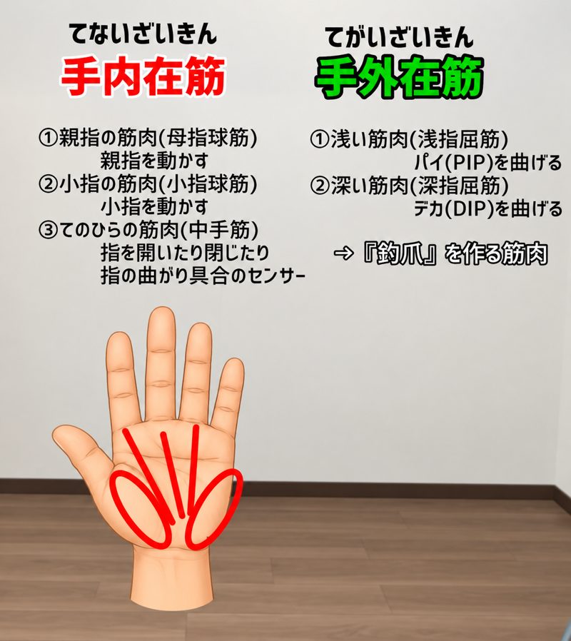 手内在筋と手外在筋